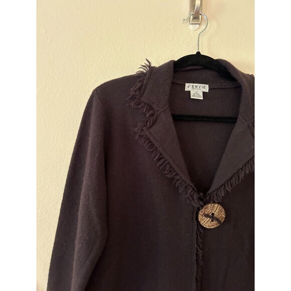 J'ENVIE Wool Brown Cardigan Fringe White Size M - Picture 4 of 7